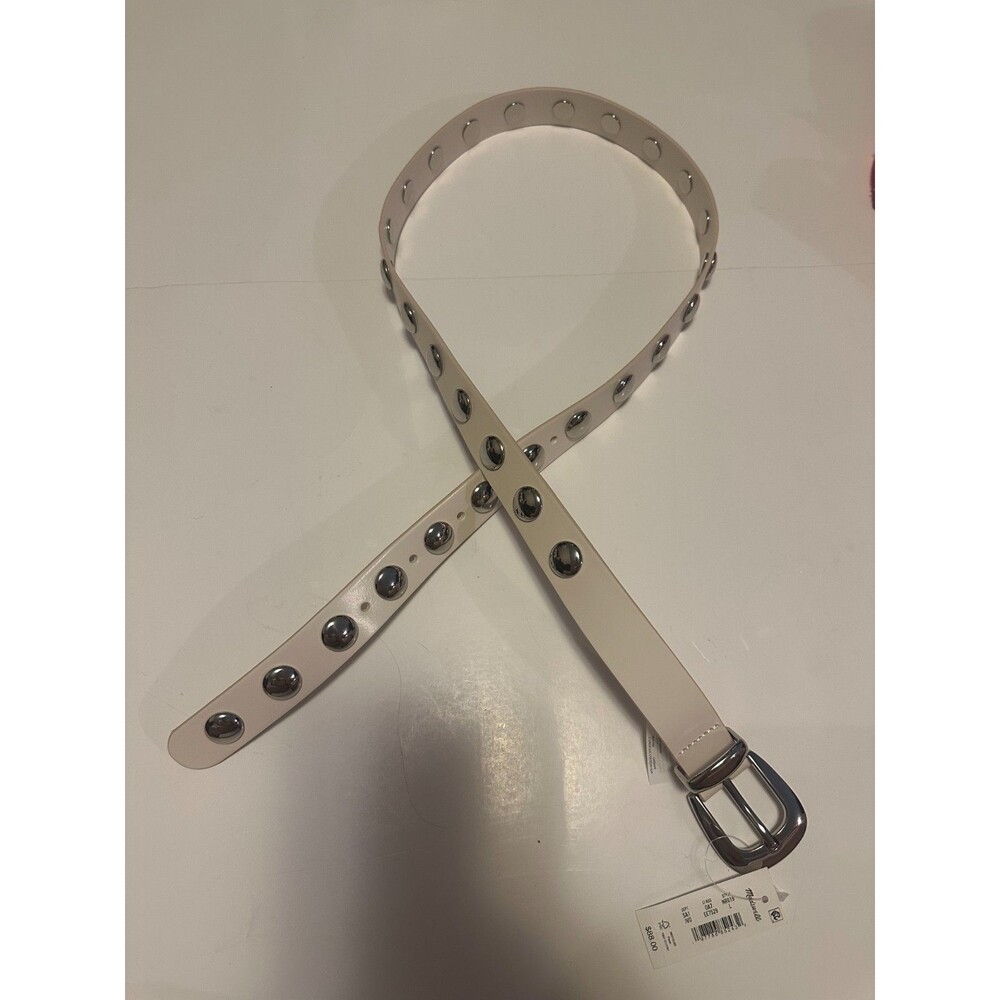 New Madewell Western Belt Women's Ivory Leather Dome Studded Outdoor Large